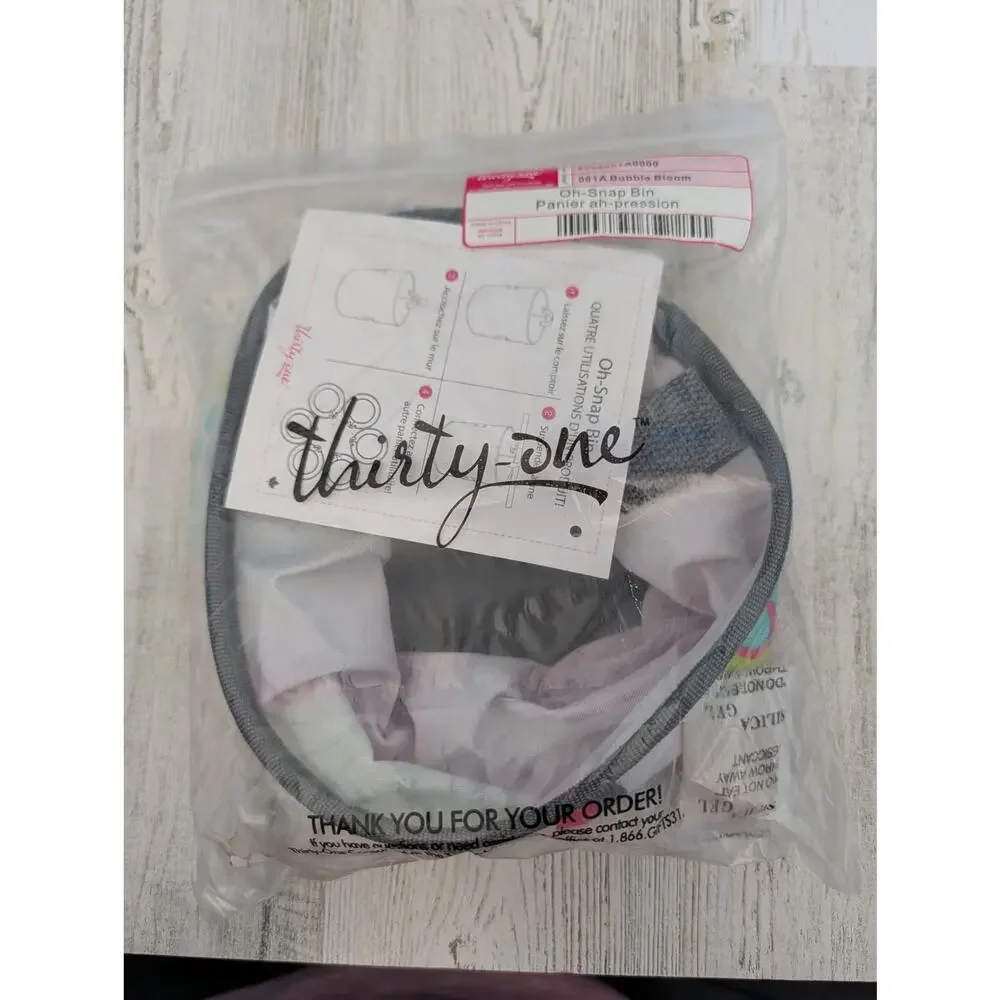 Thirty-One Bubble Bloom Oh Snap Bin PinkBlue Gray Green Floral NEW 31